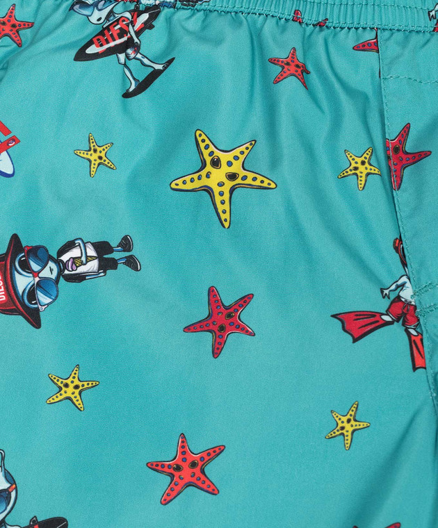 Diesel Дитячі зелені шорти для плавання Mialyb в принт K00780KXBTH зображення 3