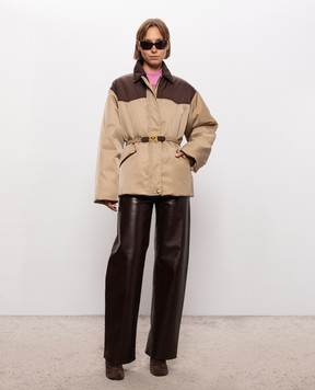 Versace Бежевая куртка с поясом 10270091A18782