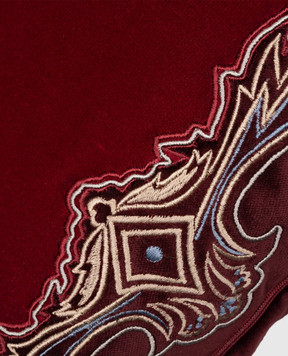 Etro Бордова велюрова декоративна подушка з вишивкою емблеми Pegaso UKAA0004AR391