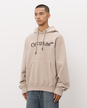 Off-White Бежеве худі з фактурним логотипом 44MBB12NF26F004