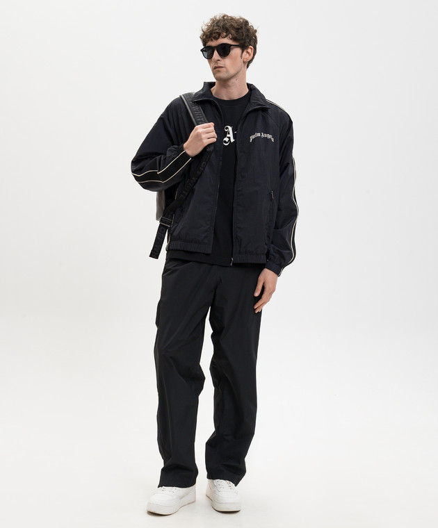 Palm Angels Чорна вітровка з принтом логотипа PMEB02GS26FAB001 зображення 2