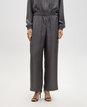 Alexander Wang Сірі штани із шовку з вишивкою логотипа 1WC2264527