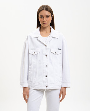 Dolce&Gabbana Біла джинсова куртка з нашивкою F9S65DG8OT6