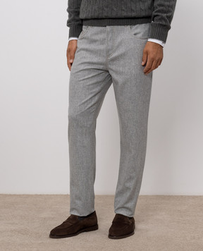 Brunello Cucinelli Серые брюки из шерсти M038PF1012