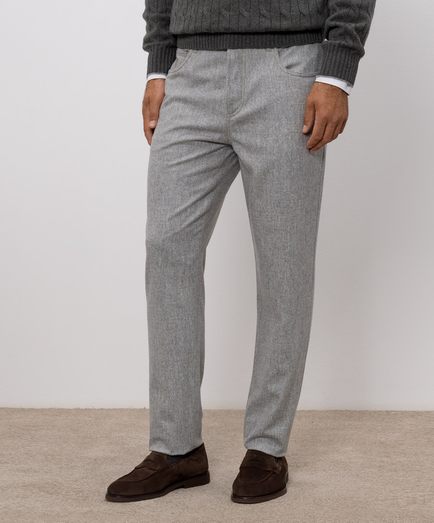 Brunello Cucinelli Серые брюки из шерсти M038PF1012 изображение 3