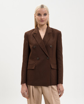 Twinset Коричневий двобортний жакет з льоном 261AP2323