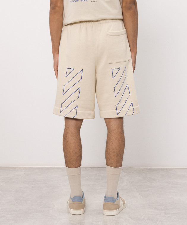 Off-White Бежевые шорты с принтом Connect Dots 44MCB09KF26F001 изображение 4