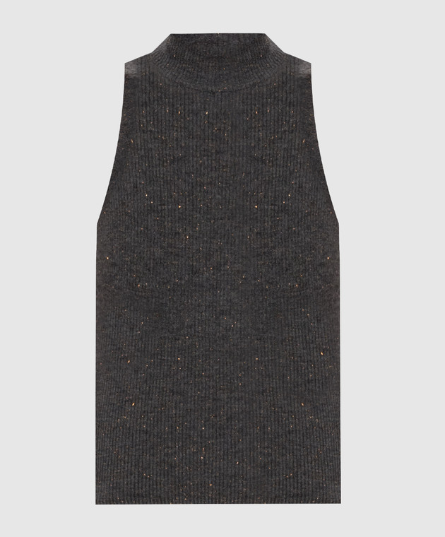 Brunello Cucinelli Серый топ в рубчик M9A822204