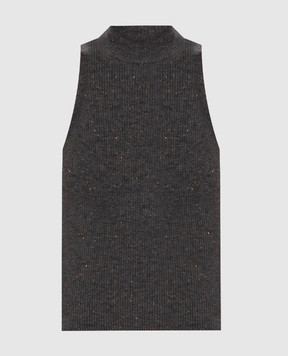 Brunello Cucinelli Серый топ в рубчик M9A822204