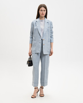 Peserico Блакитний жакет з льону з ланцюжком моніль S0122802598