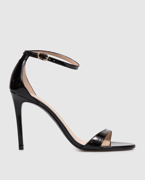 Stuart Weitzman Чорні шкіряні лаковані босоніжки NUDIST SJ995