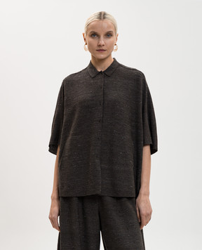 BOBOUTIC Темно-коричнева сорочка із шовком 5041