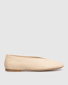 Bottega Veneta Бежеві шкіряні плетені балетки Rosa 837887V4VE0