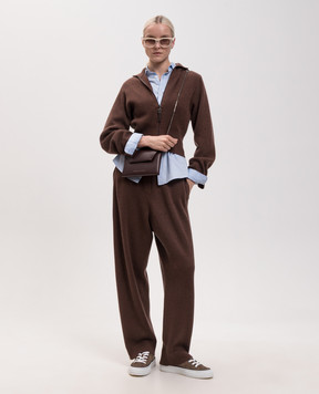 Brunello Cucinelli Коричневые спортивные брюки с кашемиром с люрексом M1E224779P