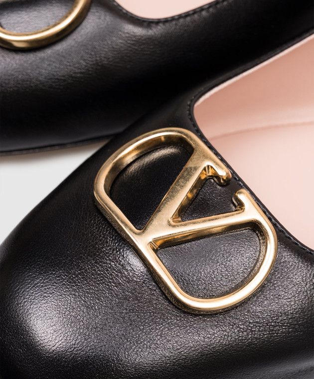 Valentino Черные кожаные балетки с фактурным логотипом 9W2S0PI8RRE изображение 7