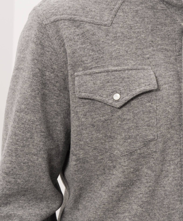 Brunello Cucinelli Серая рубашка с кашемиром MM840KC01 изображение 5