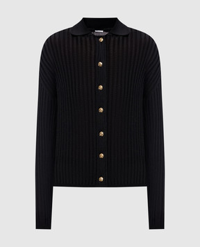 Balmain Черный кардиган в рубчик SH0000000014