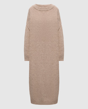 Demiur Бежевое платье макси с шерстью альпаки и кашемиром TIFF302