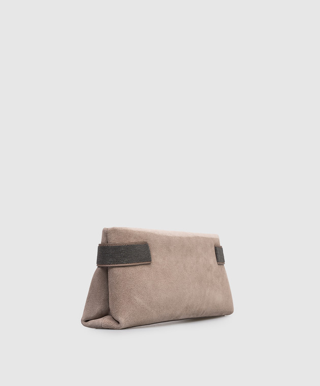 Brunello Cucinelli Бежевый замшевый клатч с цепочкой мониль MBDLD2785 изображение 3