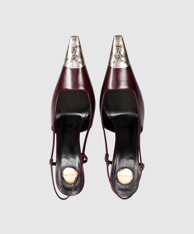 Saint Laurent Бордові шкіряні слінгбеки JEANNE 841158AAFGC зображення 4