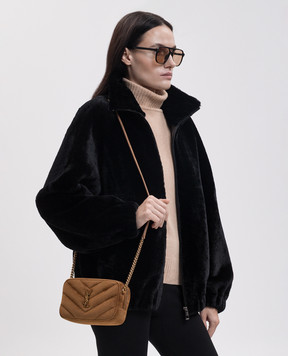 Saint Laurent Коричнева замшева сумка крос-боді LouLou міні 869816AAEY6