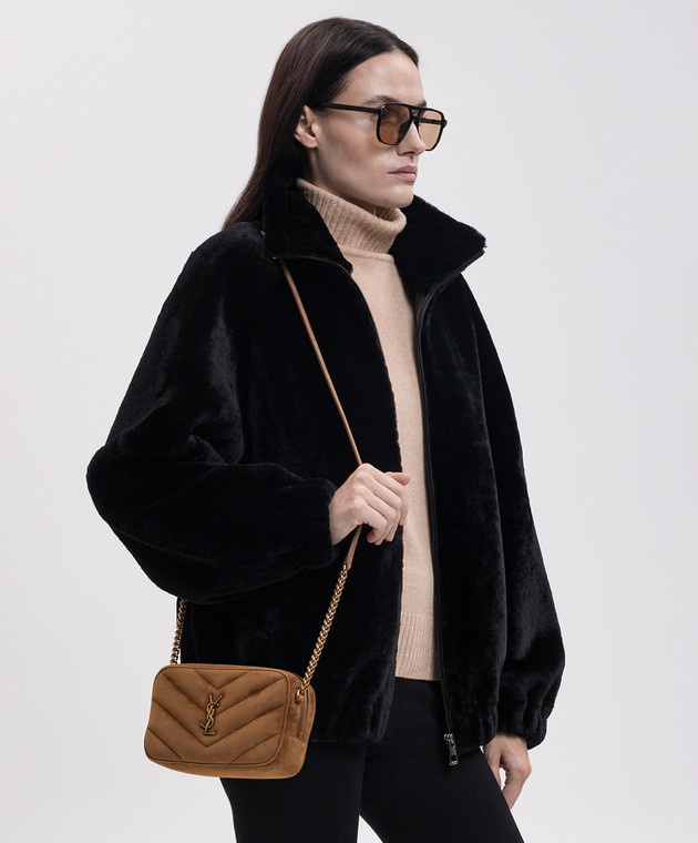 Saint Laurent Коричневая замшевая сумка кросс-боди LouLou мини 869816AAEY6 изображение 2