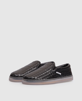 Bottega Veneta Черные кожаные слипоны Serena 876113V6VE0