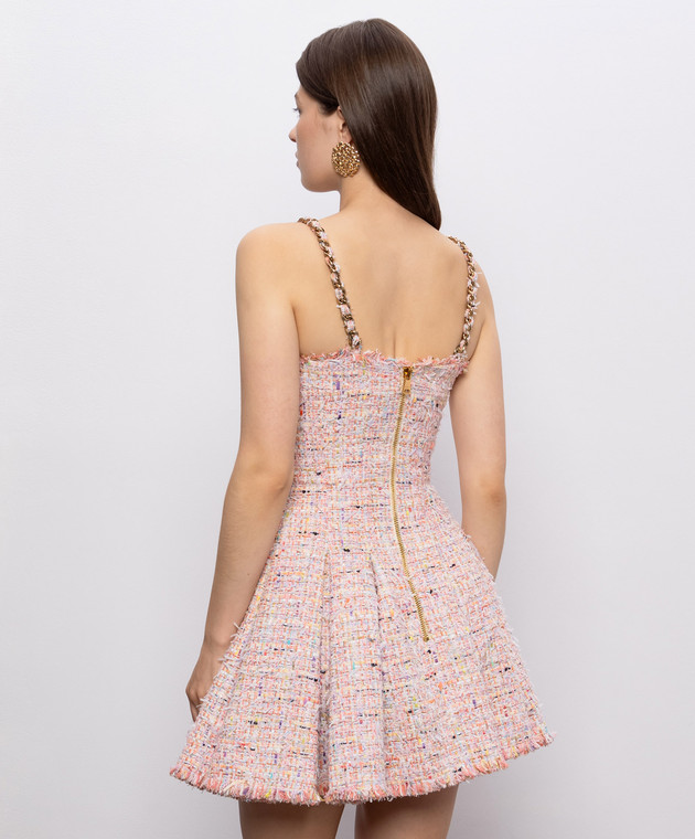 Balmain Розовое твидовое платье мини HF1R2302XM17 изображение 4