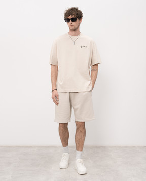 Off-White Бежевая футболка с принтом логотипа 44MAA120S26J01D