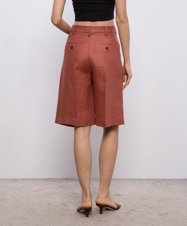Brunello Cucinelli Теракотові бермуди з льону MH527P9183 зображення 4