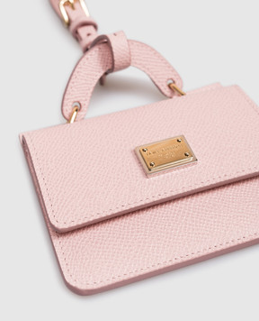 Dolce&Gabbana Розовый кожаный картхолдер-брелок Dauphine BI3401A1001