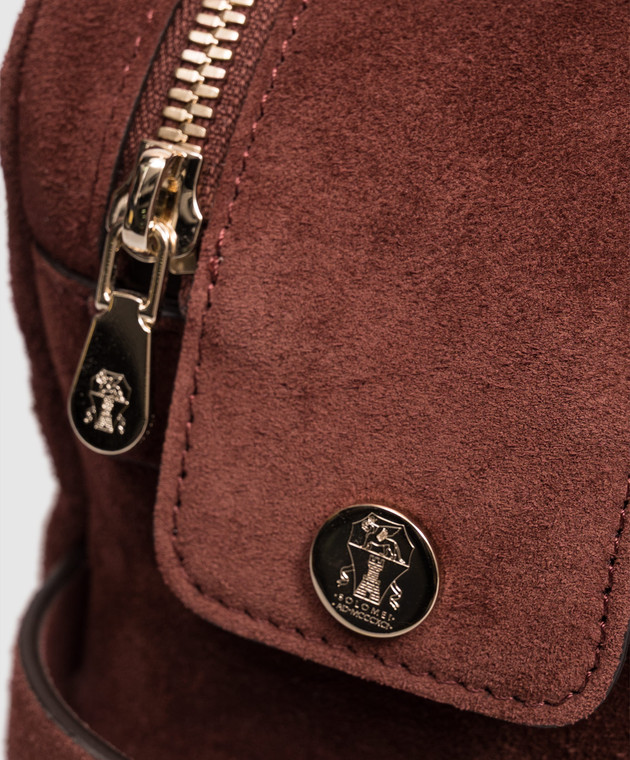 Brunello Cucinelli Коричневий замшевий несесер з тисненням логотипа MWSFBU334 зображення 3