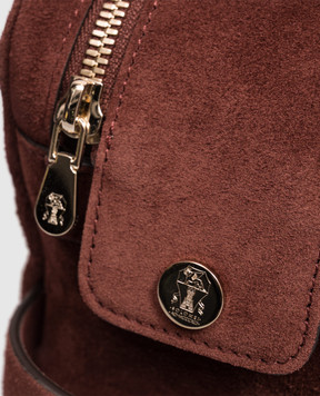 Brunello Cucinelli Коричневий замшевий несесер з тисненням логотипа MWSFBU334