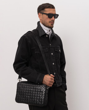 Bottega Veneta Черная кожаная сумка Intrecciato с плетением 755925V2HL1