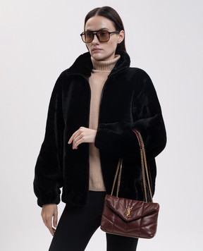 Saint Laurent Бордова шкіряна сумка крос-боді Toy PUFFER 7593371EL07