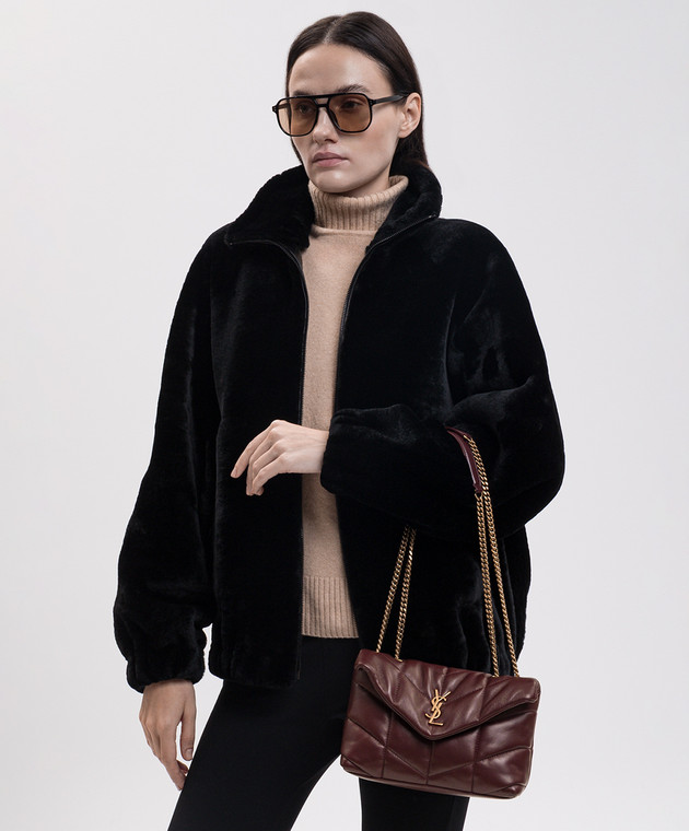 Saint Laurent Бордовая кожаная сумка кросс-боди Toy PUFFER 7593371EL07 изображение 2