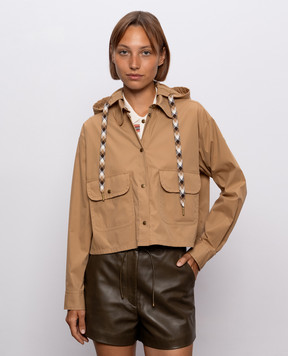 Moncler Коричневая куртка с нашивкой логотипа L20932F00002599MW