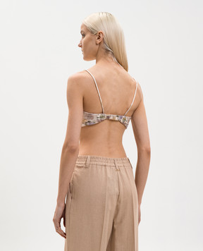 Twinset Бежевий топ з льону в квітковий принт 261TT2564