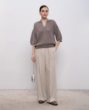 Peserico Коричневий ажурний пуловер з паєтками A99031F129234R