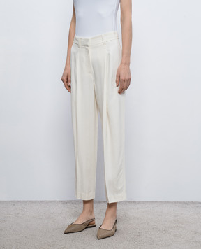 Brunello Cucinelli Штани кольору айворі з паєтками ML592P9185