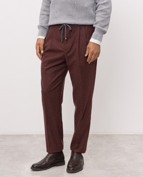 Brunello Cucinelli Бордові штани з вовни та кашеміру ME499E1710