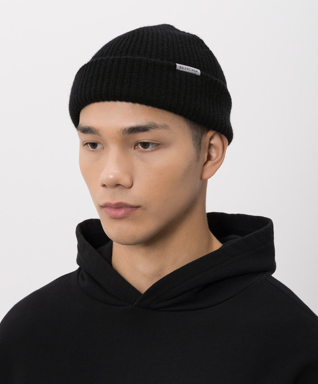 Balenciaga Черная шапка-бини из шерсти A001NH4G6B0 изображение 2