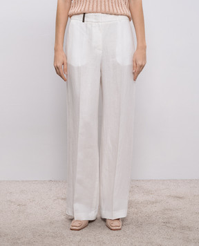 Peserico Білі штани з льону з патчем A0433502606