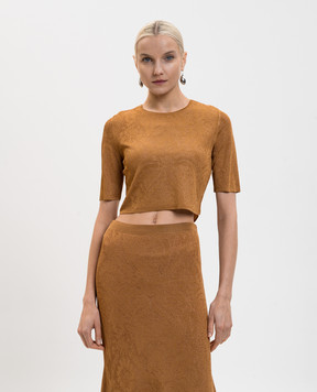 Twinset Коричневый топ в тканом узоре 261TP3141