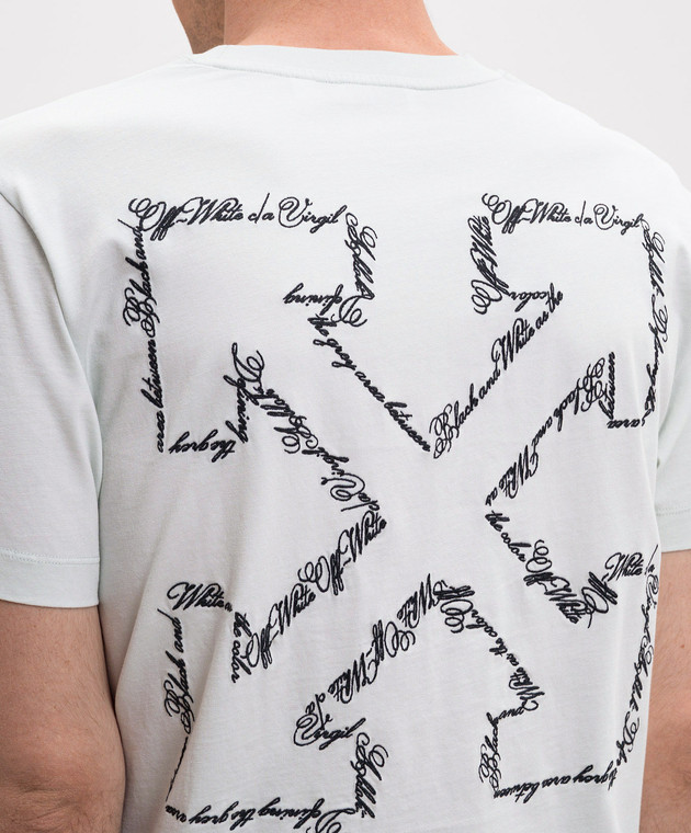 Off-White Зелена футболка з вишивкою Script Arrow 44MAA027S26J002 зображення 4