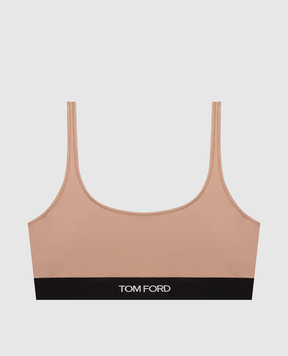 Tom Ford Бежевый топ с логотипом BRJ016JEX011