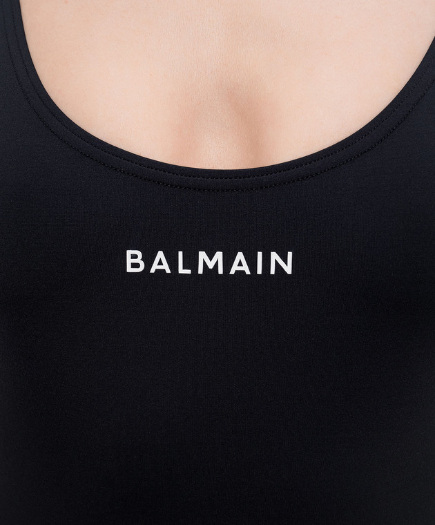Balmain Черный купальник с принтом логотипа BKBG72490 изображение 4