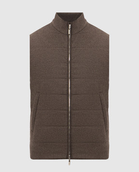 Bertolo Cashmere Коричневый жилет из шерсти и кашемира 000356002732