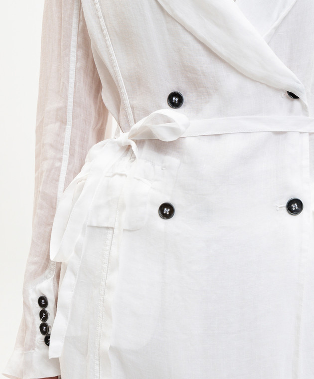 Masnada Белый двубортный удлиненный жакет с рамой 8050 изображение 5