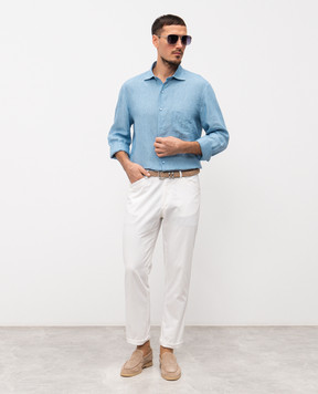 Stefano Ricci Блакитна сорочка з льону MC007893BX2922